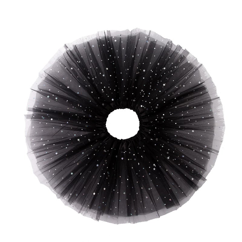 JastoreÂ® Girls Layered Stars Sequins Tutu Skirt Princess Ballet Dance Dress (Black) - Image 2